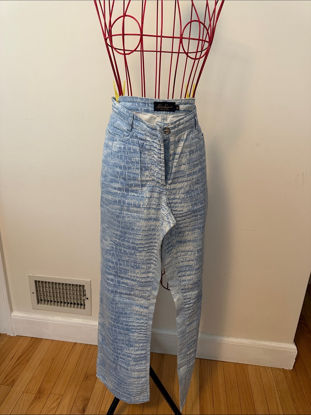 Luisa Spagnoli Light Blue Textured Straight-Leg Trousers